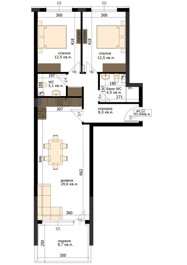 Чертеж на Апартамент В12