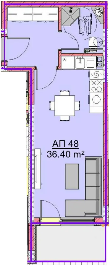 Чертеж на Апартамент Б48